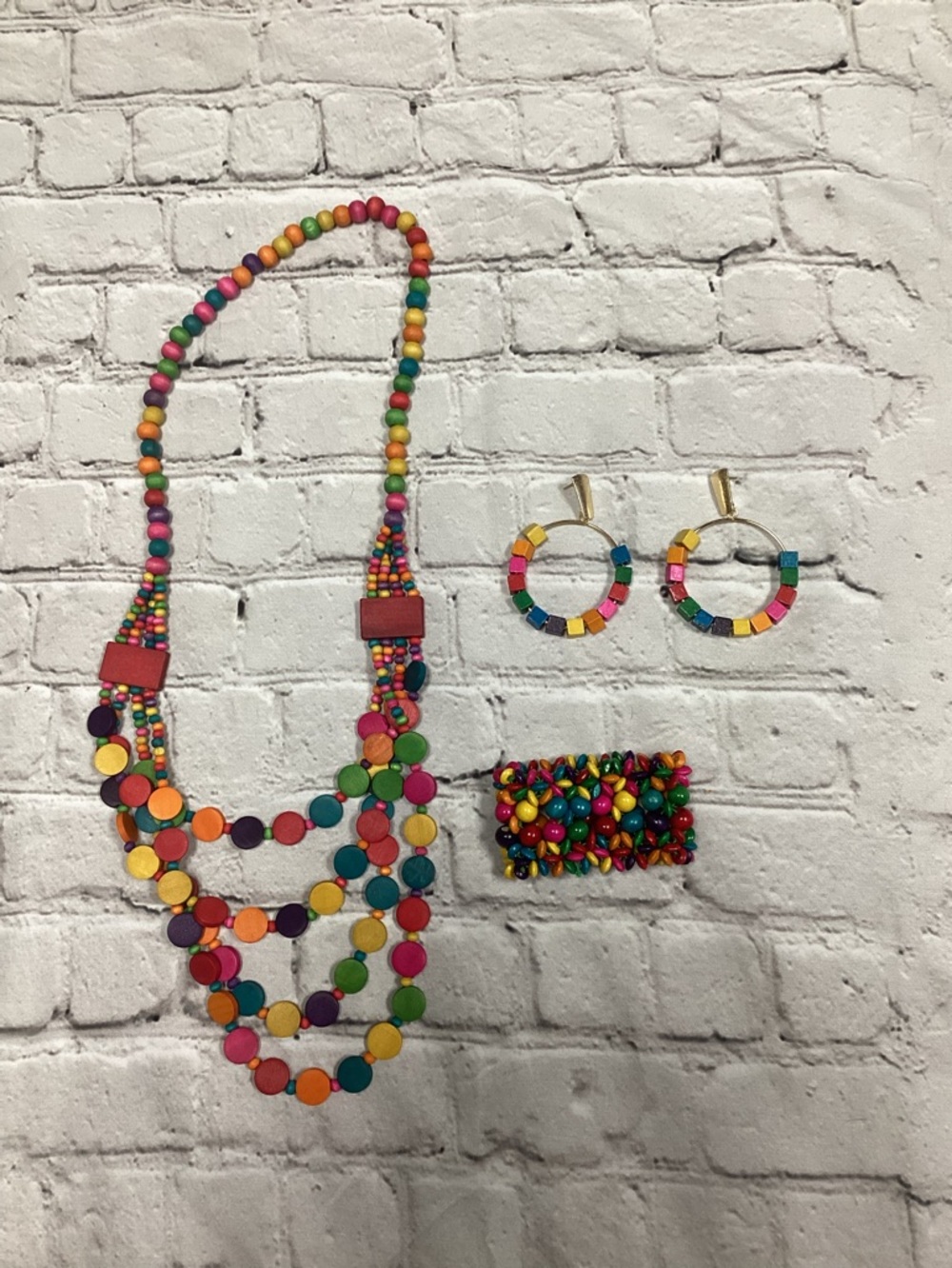 Colorful Beaded Necklace and Bracelet Set